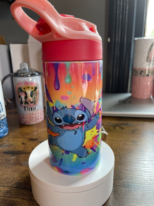 12oz Stitch multi color water bottle