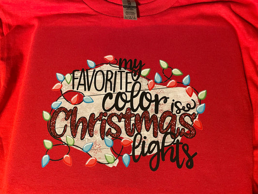 Youth L My Favorite Color is Christmas Lights Long Sleeve